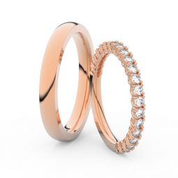 Snubní prsteny z růžového zlata s brilianty, pár Danfil DF 3902