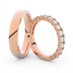 Snubní prsteny z růžového zlata s brilianty, pár Danfil DF 3904