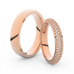 Snubní prsteny z růžového zlata s brilianty, pár Danfil DF 3918
