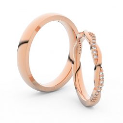 Snubní prsteny z růžového zlata s brilianty, pár Danfil DF 3951