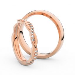 Snubní prsteny z růžového zlata s brilianty, pár Danfil DF 3952