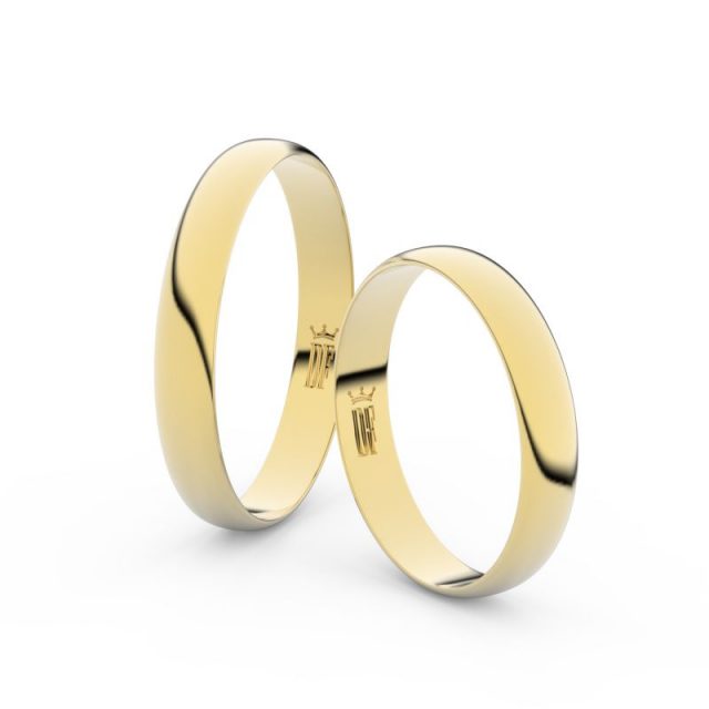 Snubní prsteny ze žlutého zlata – pár, 3.4 mm, Danfil DF 4C35
