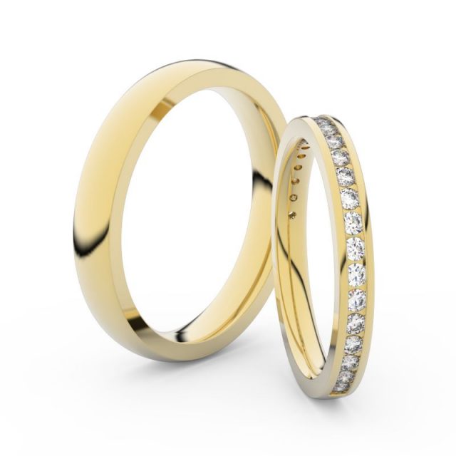 Snubní prsteny ze žlutého zlata s diamanty, pár, Danfil DF 3893