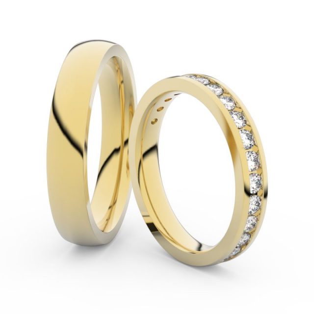 Snubní prsteny ze žlutého zlata s diamanty, pár, Danfil DF 3894