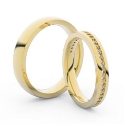 Snubní prsteny ze žlutého zlata s diamanty, pár, Danfil DF 3896