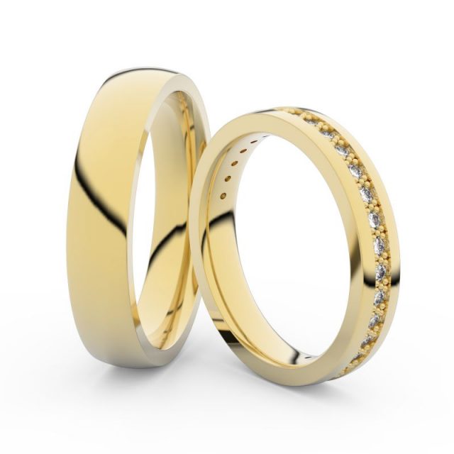Snubní prsteny ze žlutého zlata s diamanty, pár, Danfil DF 3897