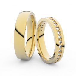 Snubní prsteny ze žlutého zlata s diamanty, pár, Danfil DF 3898