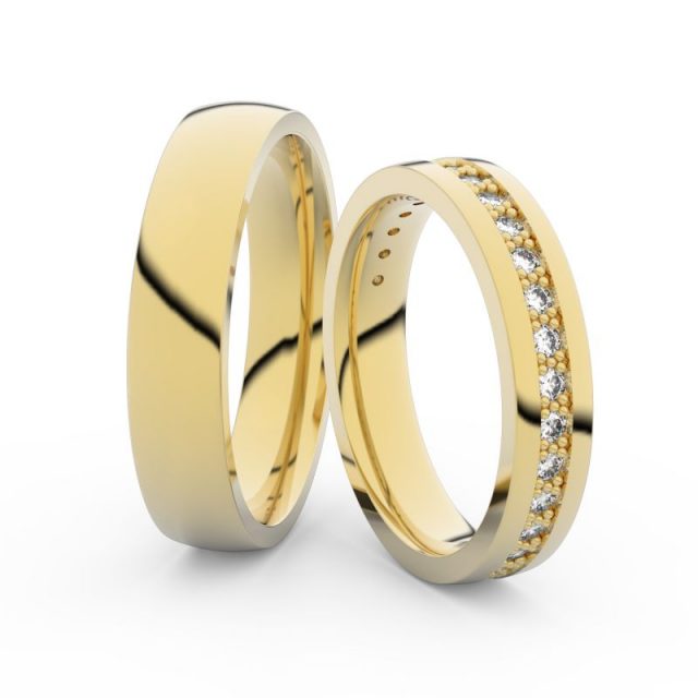 Snubní prsteny ze žlutého zlata s diamanty, pár, Danfil DF 3898