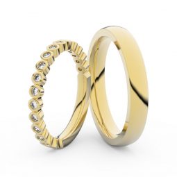 Snubní prsteny ze žlutého zlata s brilianty, pár, Danfil DF 3899