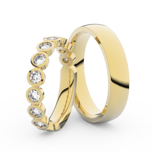 Snubní prsteny ze žlutého zlata s diamanty, pár, Danfil DF 3901