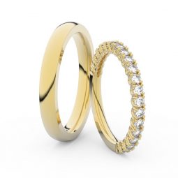 Snubní prsteny ze žlutého zlata s diamanty, pár, Danfil DF 3902