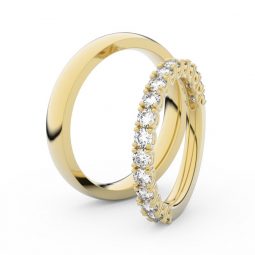 Snubní prsteny ze žlutého zlata s diamanty, pár, Danfil DF 3903