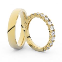 Snubní prsteny ze žlutého zlata s diamanty, pár, Danfil DF  - 3904