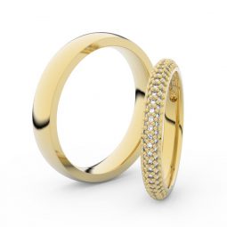 Snubní prsteny ze žlutého zlata s brilianty, pár - Danfil DF 3911