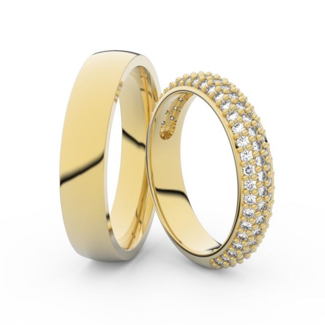 Snubní prsteny ze žlutého zlata s diamanty, pár, Danfil DF 3912