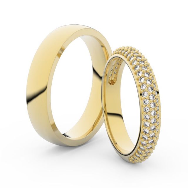 Snubní prsteny ze žlutého zlata s brilianty, pár – Danfil DF 3918