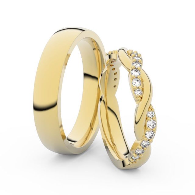 Snubní prsteny ze žlutého zlata s brilianty, pár – Danfil DF 3953