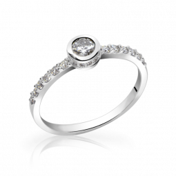 Zásnubní prsten z bílého zlata s briliantem, Danfil DF 2803