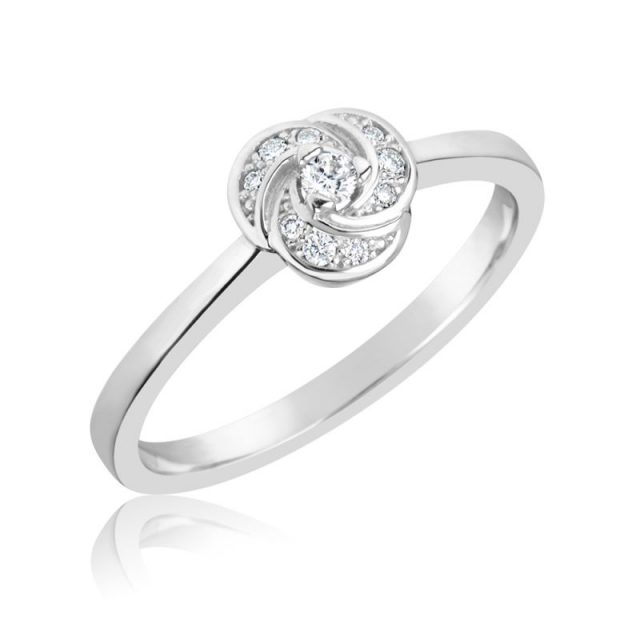 Zásnubní prsten z bílého zlata s diamanty, Danfil DF 3008B