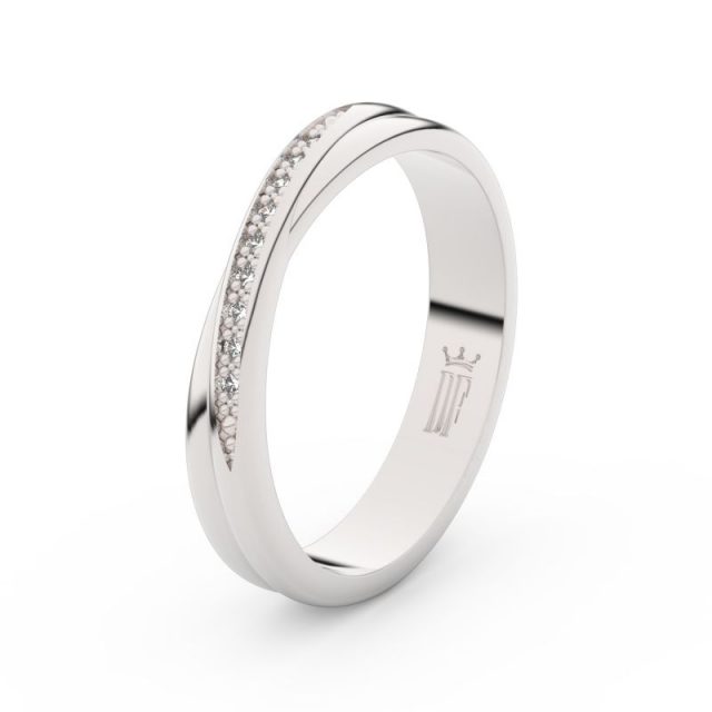 Dámský snubní prsten z bílého zlata s diamanty Danfil DF 3019