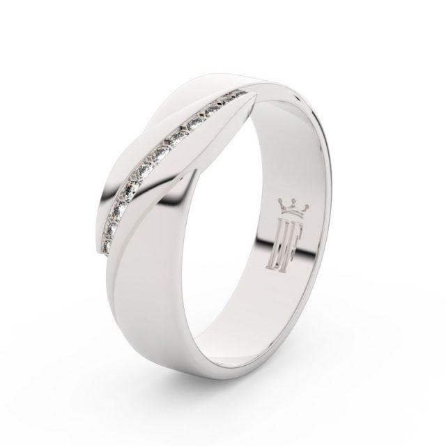 Dámský snubní prsten z bílého zlata s diamanty Danfil DF 3039