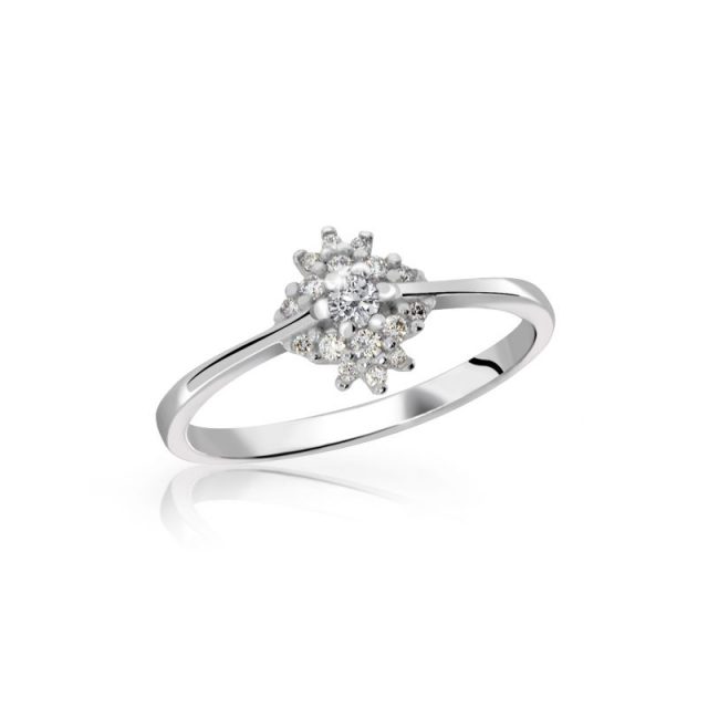 Zásnubní prsten z bílého zlata s briliantem, Danfil DF 3055