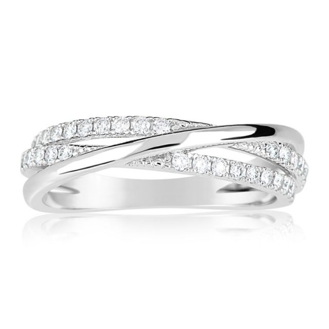 Zásnubní prsten z bílého zlata s diamanty, Danfil DF 3254B
