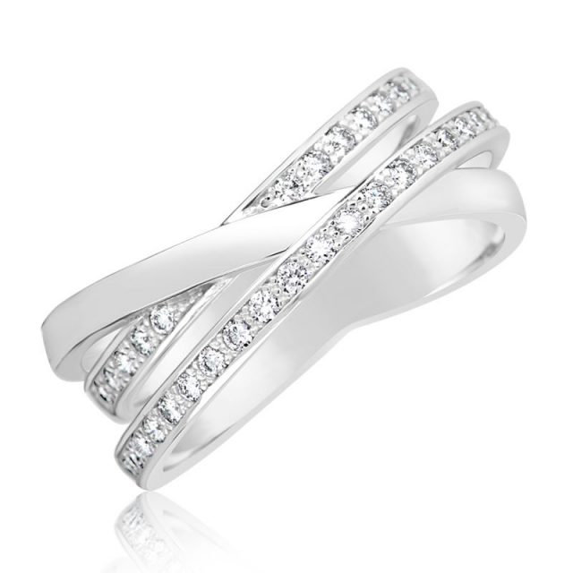 Snubní prsten z bílého zlata s diamanty, Danfil DF 3255B