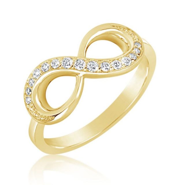 Zlatý dámský prsten DF 3440 ze žlutého zlata, s briliantem
