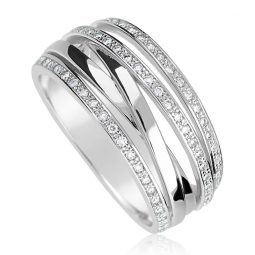Zásnubní prsten z bílého zlata s diamanty, Danfil DF 3554B