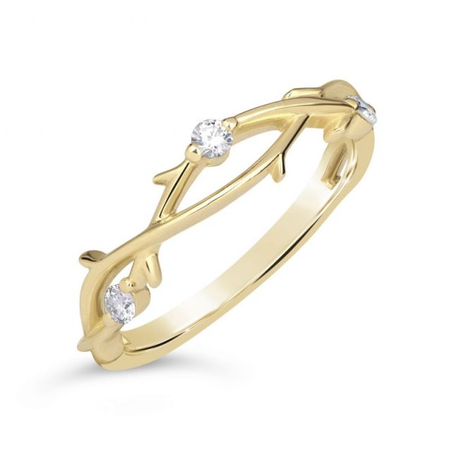 Zásnubní prsten ze žlutého zlata s diamanty, Danfil DF 4441