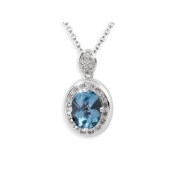 Dámský přívěsek z bílého zlata s modrým topazem a diamanty, DF 3369