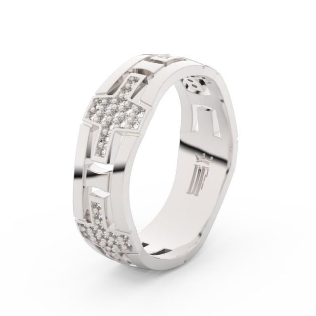 Dámský snubní prsten z bílého zlata s diamanty Danfil DF 3042
