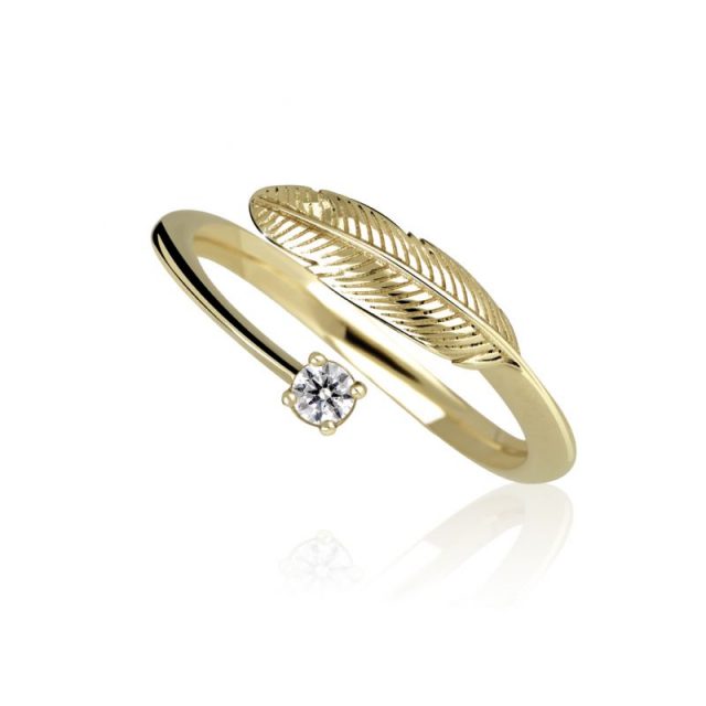 Zásnubní prsten ze žlutého zlata s diamanty, Danfil DF 3836Z