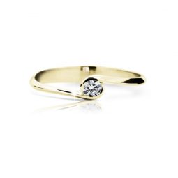 Zlatý zásnubní prsten DF 1914, žluté zlato, s briliantem