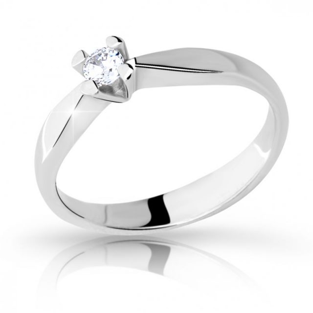 Zásnubní prsten z bílého zlata s briliantem, Danfil DF 2100