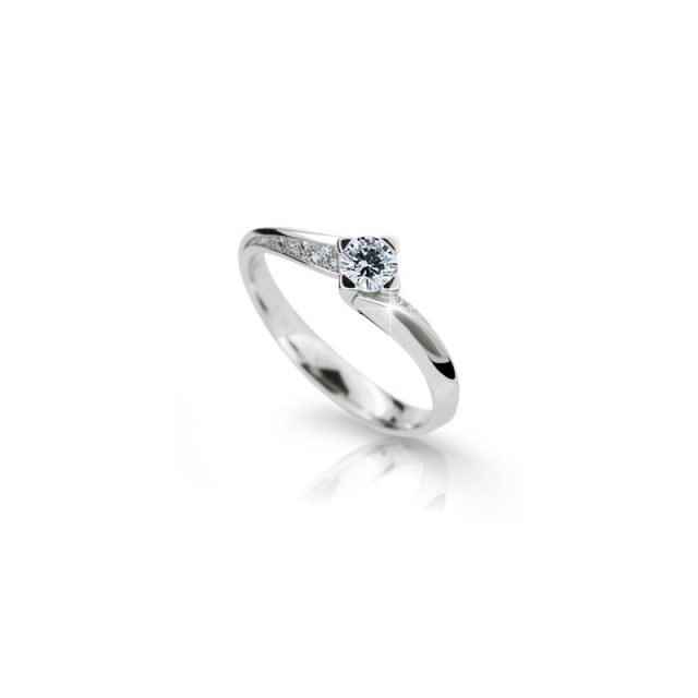 Zásnubní prsten z bílého zlata s briliantem, Danfil DF 2101