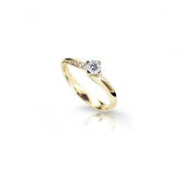 Zásnubní prsten ze žlutého zlata, s briliantem, Danfil DF 2101