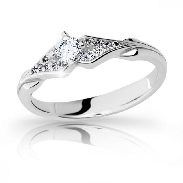 Zásnubní prsten z bílého zlata s diamantem, DF 2104