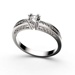 Zásnubní prsten z bílého zlata, s briliantem, Danfil DF 2891