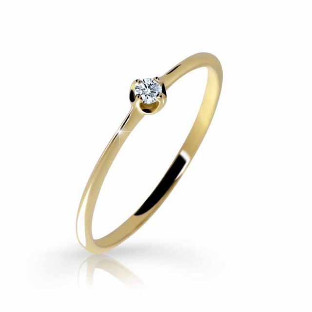 Zásnubní prsten ze žlutého zlata s briliantem, Danfil DF 2931