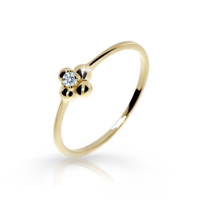 Zlatý zásnubní prsten ze žlutého zlata s briliantem, DF 2932