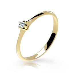 Zlatý zásnubní prsten DF 2940, žluté zlato, s briliantem
