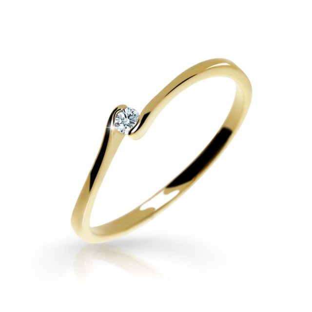 Zásnubní prsten ze žlutého zlata s briliantem, Danfil DF 2947