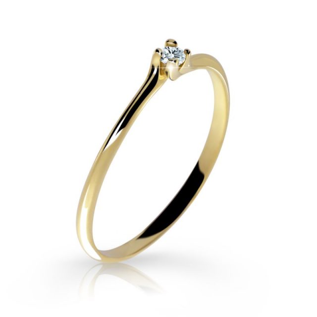 Zásnubní prsten ze žlutého zlata s briliantem, DF 2948