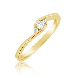 Zásnubní prsten ze žlutého zlata s diamanty, Danfil DF 2954Z