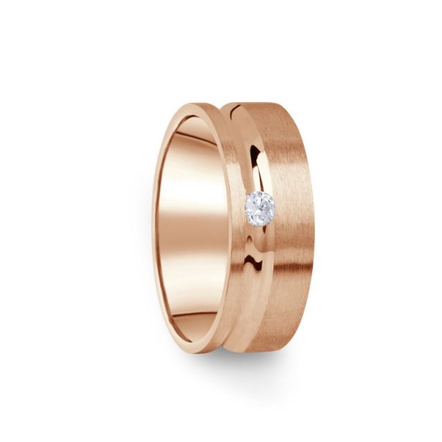 Zlatý dámský prsten DF 07/D z růžového zlata s briliantem