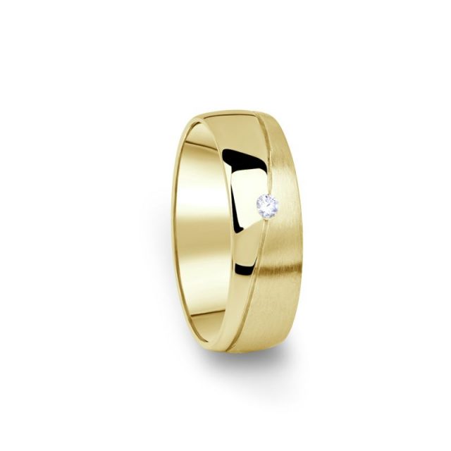 Zlatý dámský snubní prsten DF 01/D ze žlutého zlata, s briliantem