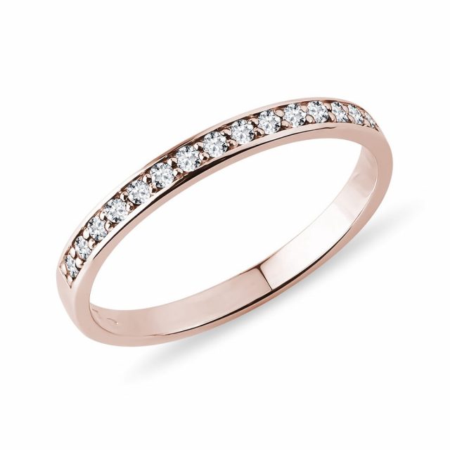 Snubní prsten s diamanty v růžovém zlatě KLENOTA