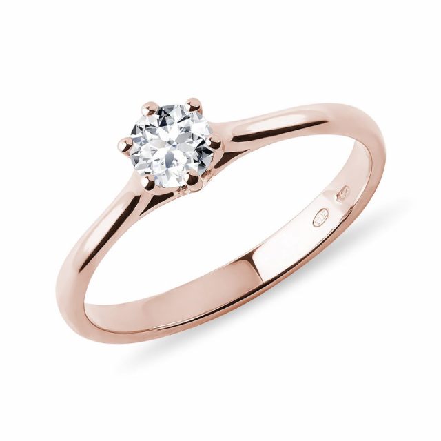 Zásnubní prsten s 0,27ct briliantem v růžovém zlatě KLENOTA